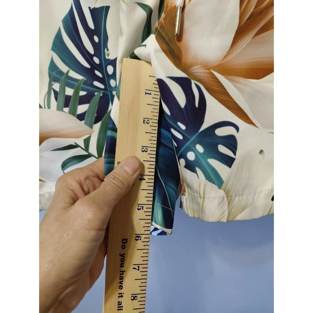 Swim Trunks Mens XL Tropical Surfer Shorts White Pockets Elastic/Drawstring